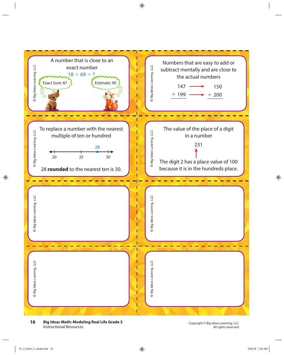 Grade 3 Math Vocabulary Flash Cards, Page 14