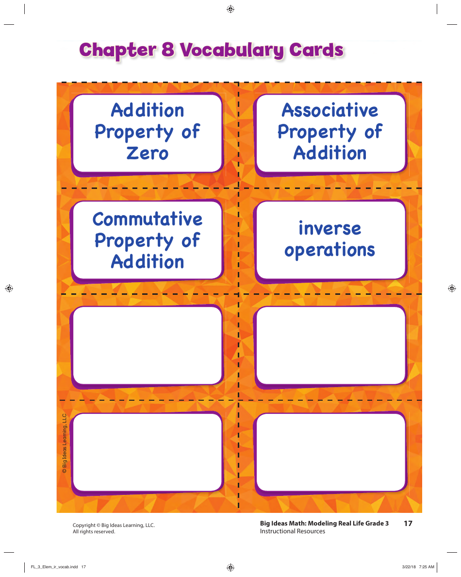 Grade 3 Math Vocabulary Flash Cards, Page 15
