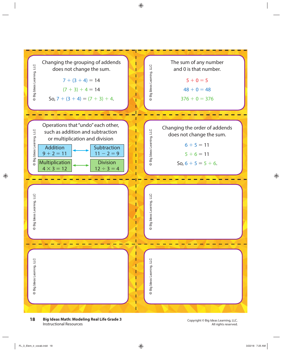 Grade 3 Math Vocabulary Flash Cards Download Printable PDF | Templateroller