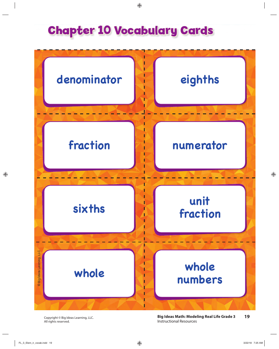 Grade 3 Math Vocabulary Flash Cards, Page 17