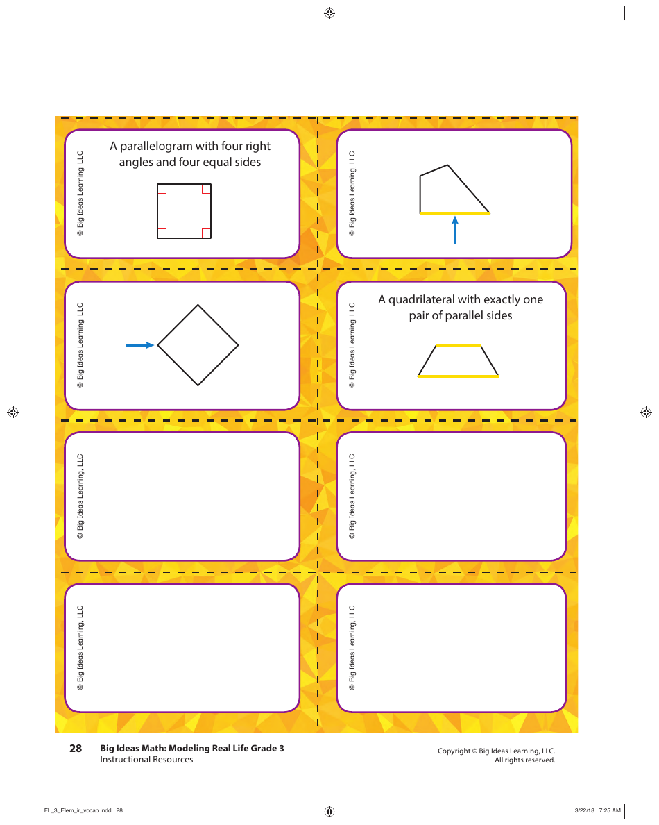 Grade 3 Math Vocabulary Flash Cards, Page 26