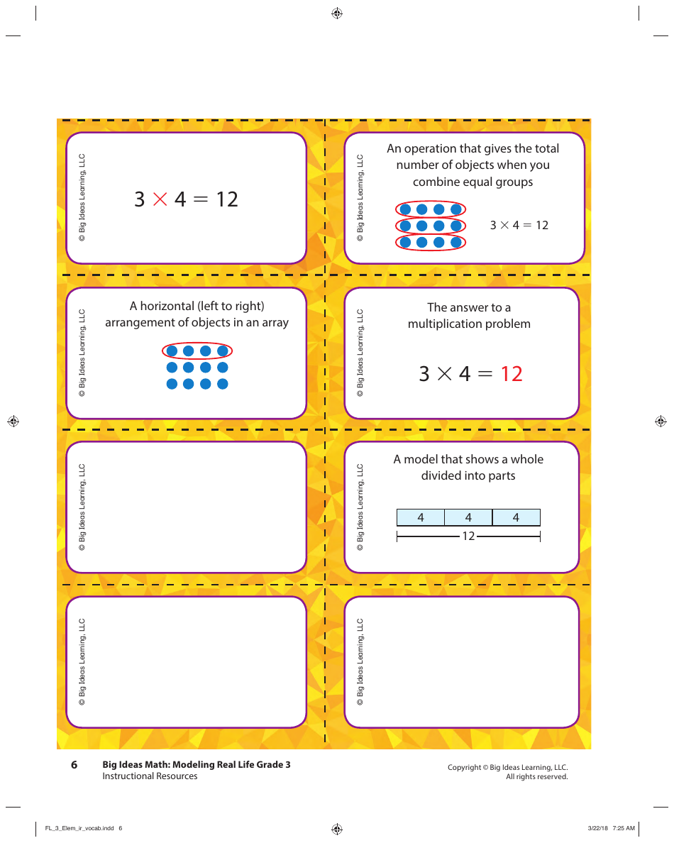 Grade 3 Math Vocabulary Flash Cards Download Printable PDF | Templateroller