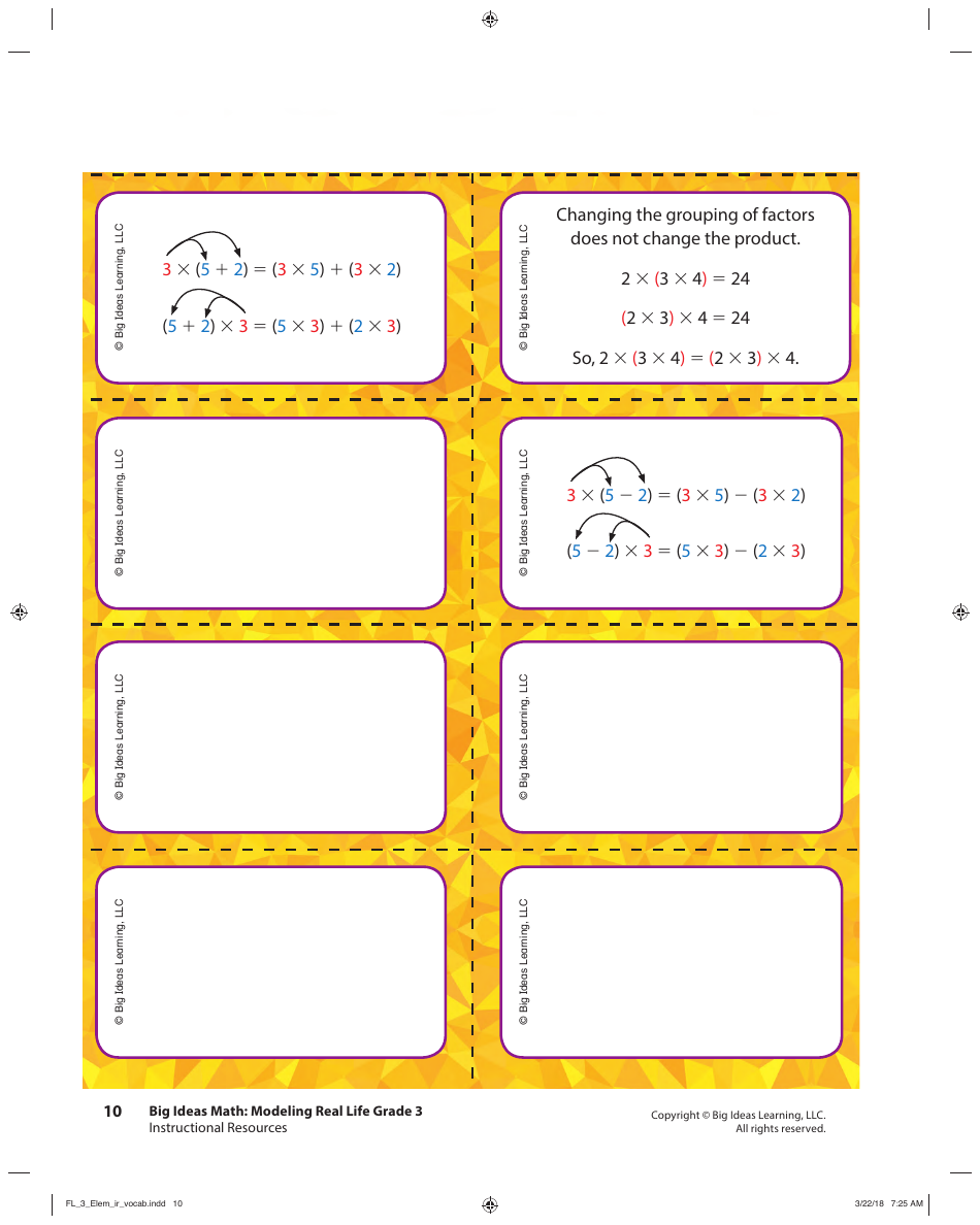 Grade 3 Math Vocabulary Flash Cards, Page 8
