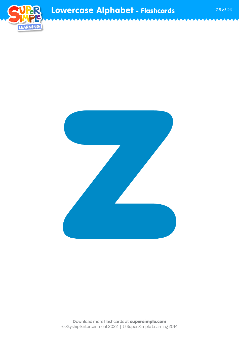 Lowercase English Alphabet Flashcards, Page 26