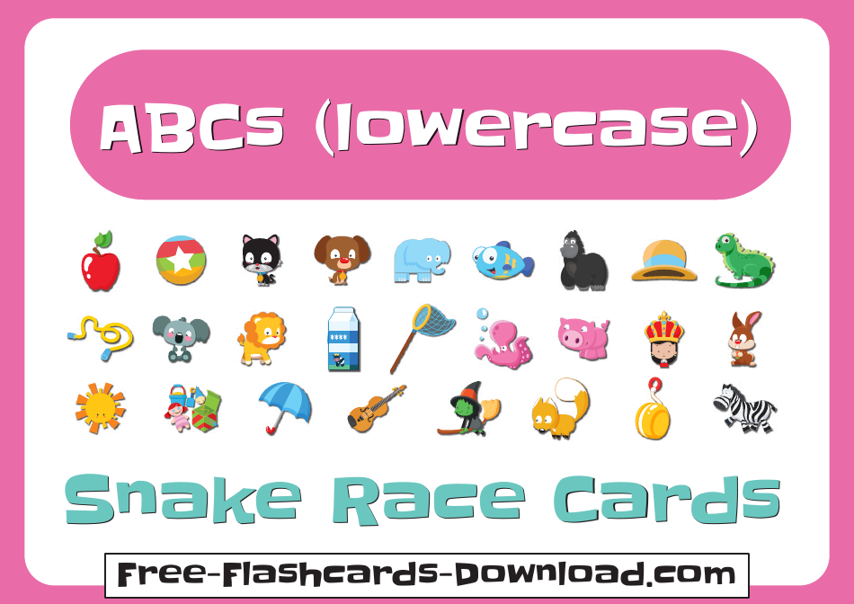 Lowercase English Alphabet Snake Race Cards, Page 1