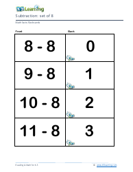 Document preview: Math Facts Flashcards - Subtraction - Set of 8, 9