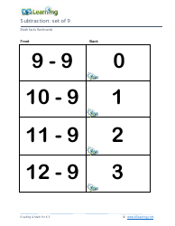 Math Facts Flashcards - Subtraction - Set of 8, 9, Page 4