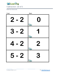 Math Facts Flashcards - Subtraction - Set of 2, 3
