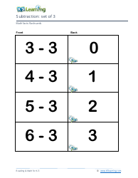 Math Facts Flashcards - Subtraction - Set of 2, 3, Page 4