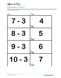 Math Facts Flashcards - Subtraction - Set of 2, 3, Page 5
