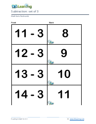 Math Facts Flashcards - Subtraction - Set of 2, 3, Page 6