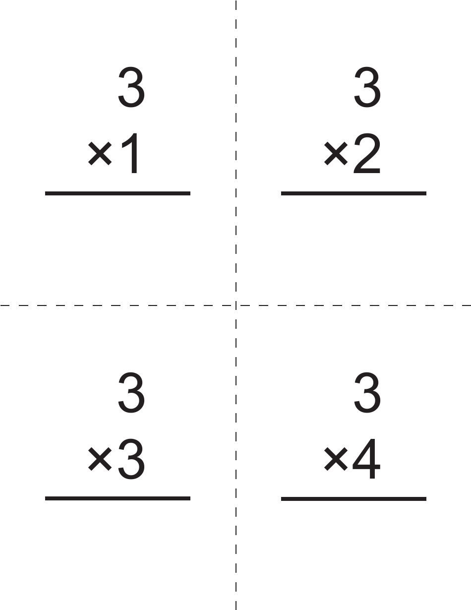 Multiplication Flashcards - Set of 3, Page 1