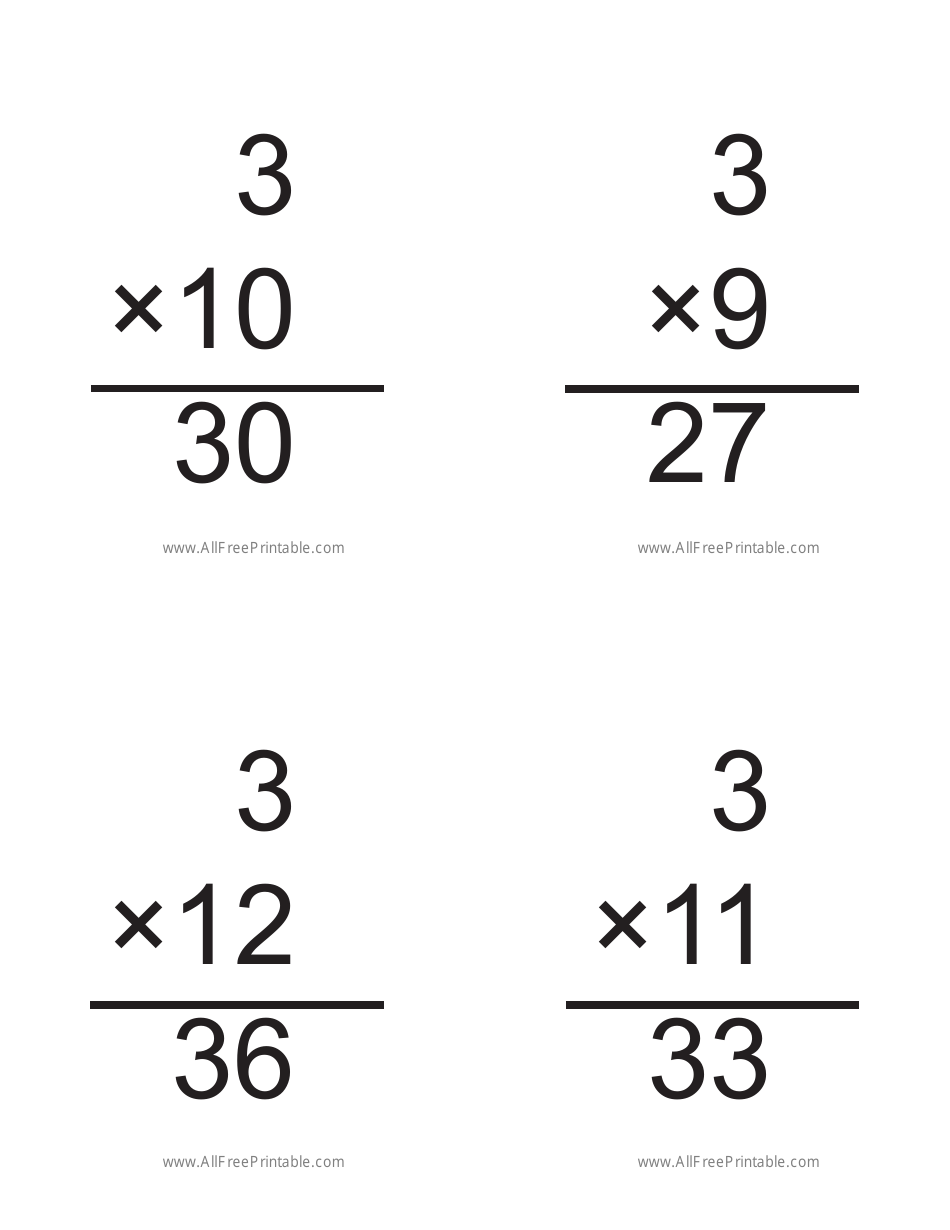 Multiplication Flashcards - Set of 3, Page 4