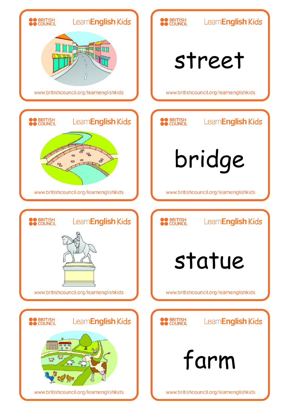 English Vocab Flashcards Locations Download Printable PDF
