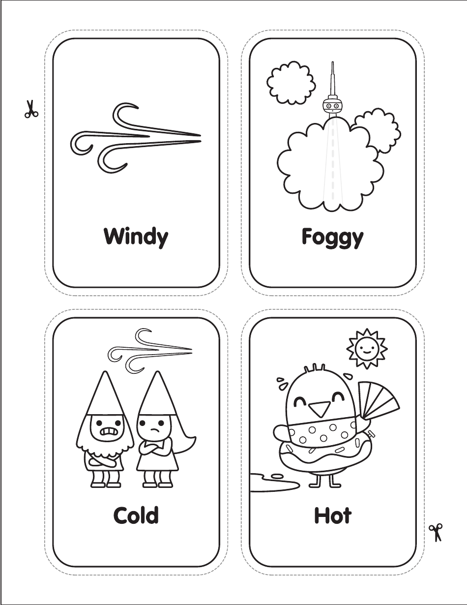 Weather Coloring Flashcards, Page 3
