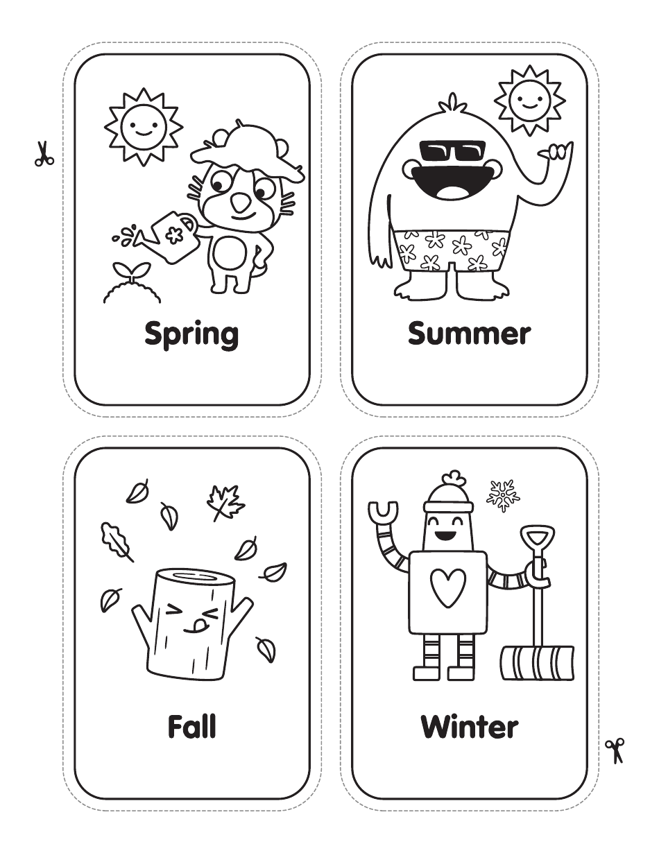 Weather Coloring Flashcards, Page 5