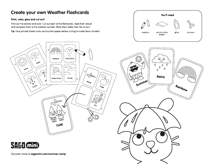 Weather Coloring Flashcards