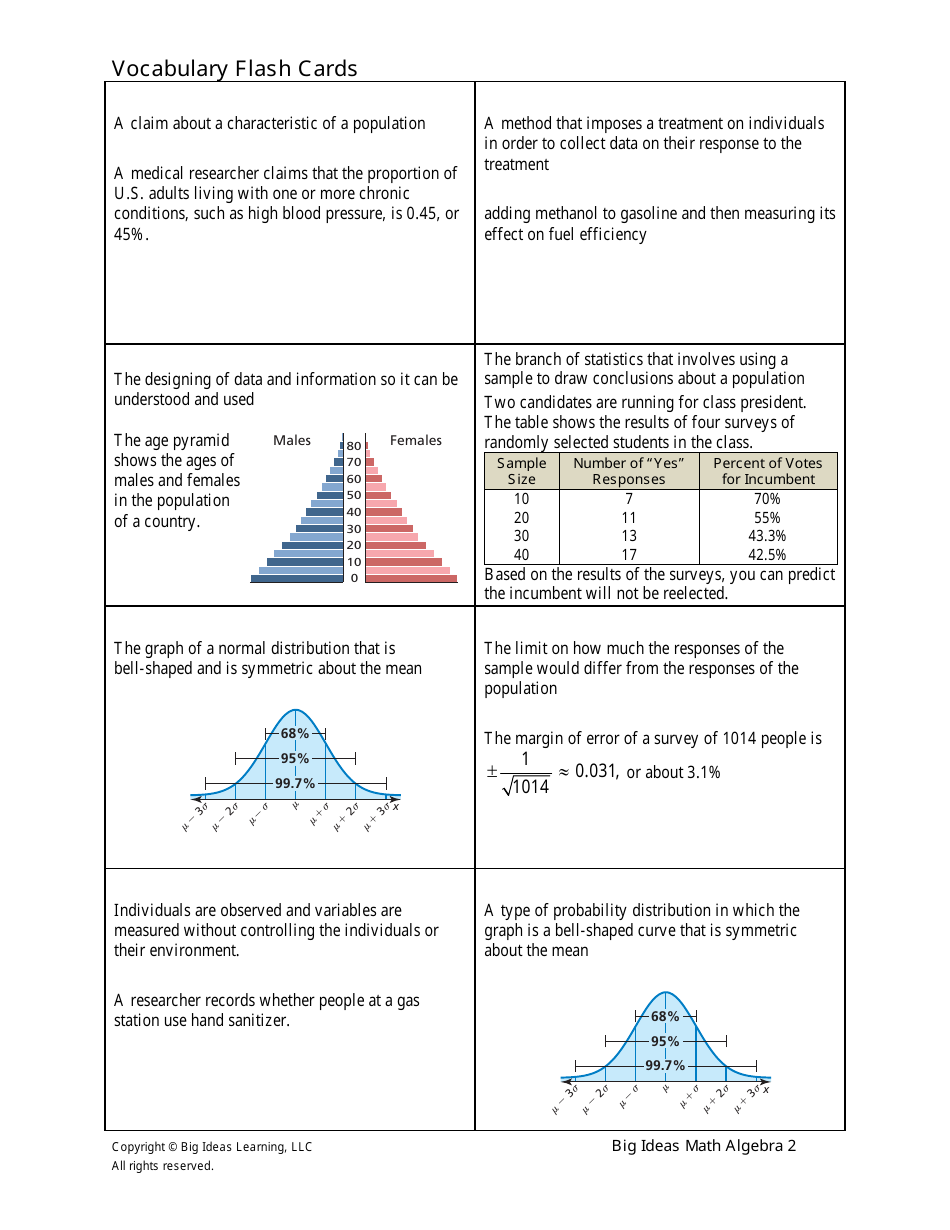 Math Vocabulary Flashcards - Statistics Download Printable PDF ...