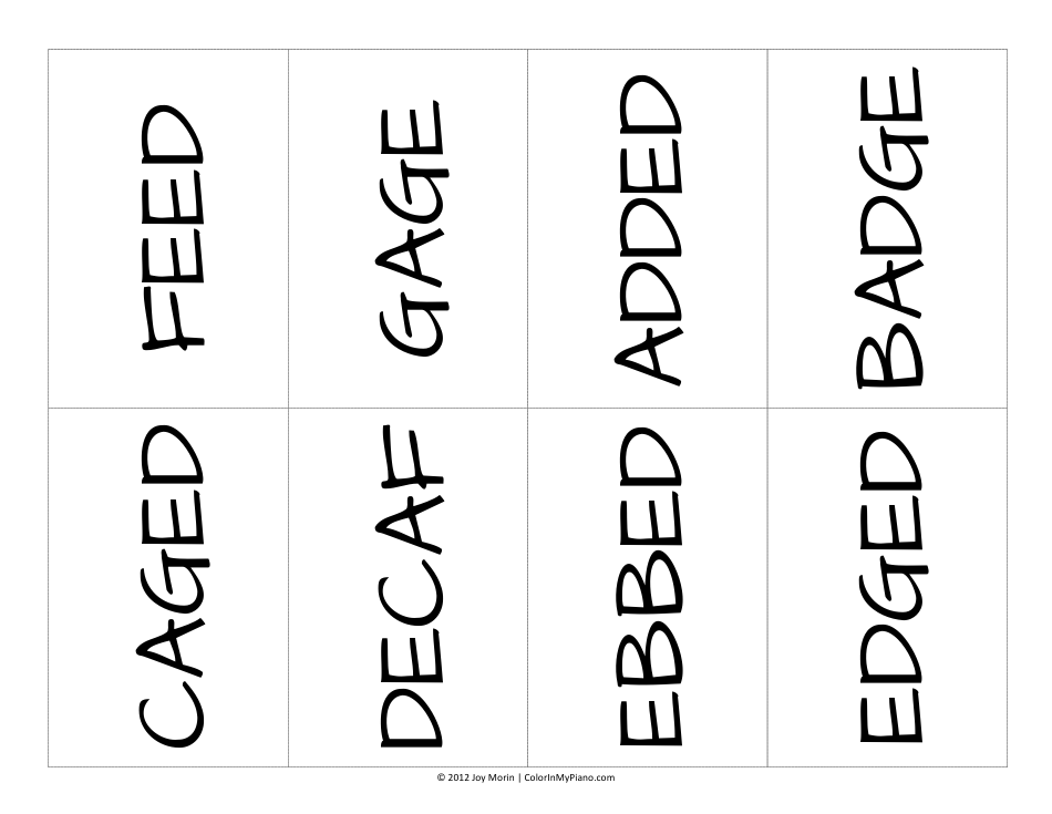 Musical Alphabet Word Flashcards, Page 5