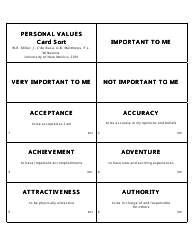 Personal Values Card Templates