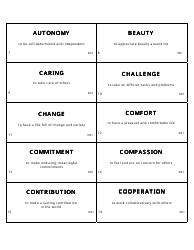 Personal Values Card Templates, Page 2