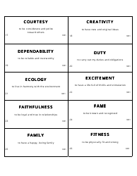 Personal Values Card Templates, Page 3
