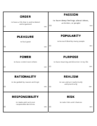 Personal Values Card Templates, Page 7