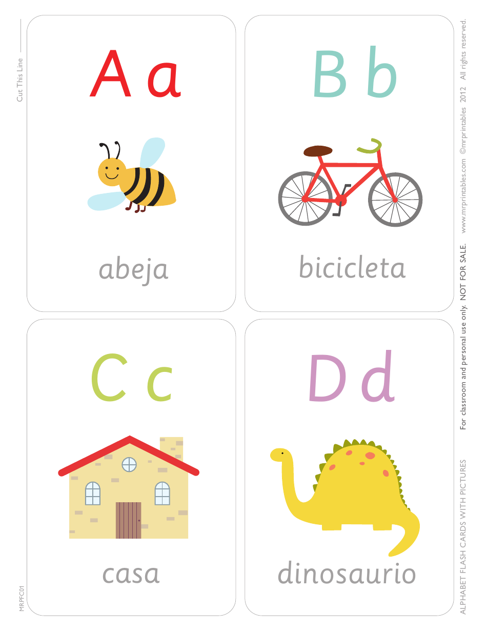 Spanish Alphabet Flashcards, Page 1