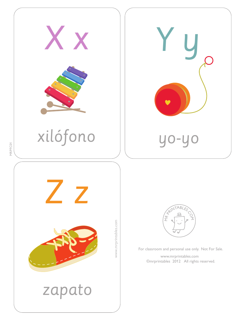 Spanish Alphabet Flashcards, Page 7