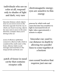 Psychology Terms Flashcards - Sensation &amp; Perception, Page 12