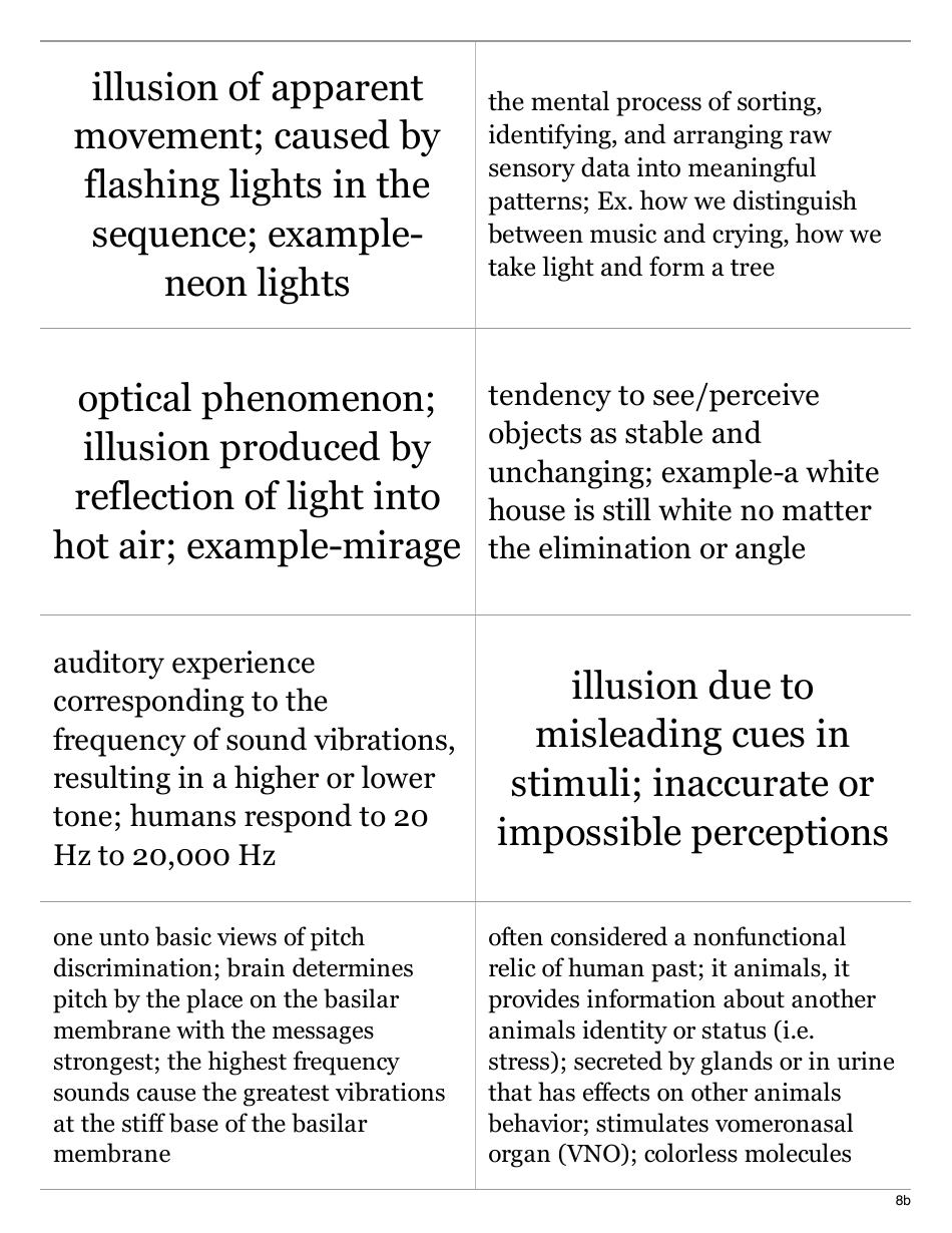 Psychology Terms Flashcards - Sensation  Perception, Page 16