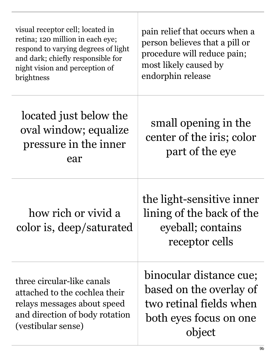 Psychology Terms Flashcards - Sensation  Perception, Page 18