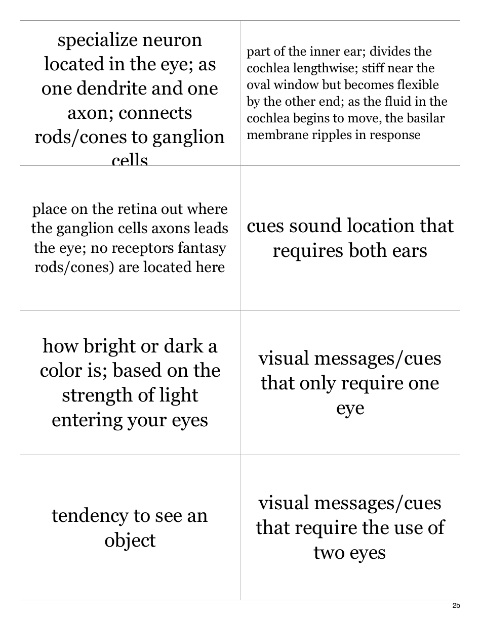 Psychology Terms Flashcards - Sensation  Perception, Page 4