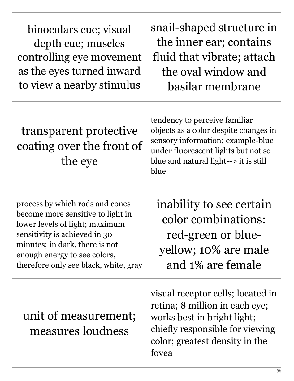 Psychology Terms Flashcards - Sensation  Perception, Page 6