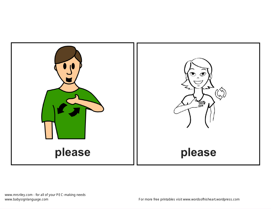 Sign Language Flashcards, Page 1