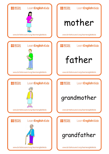English Flashcards Family Members Download Printable PDF Templateroller