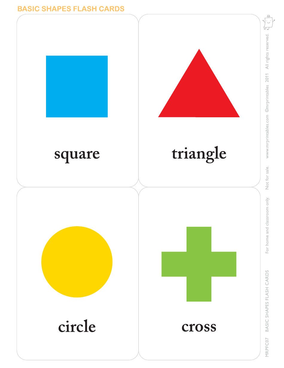 Basic Shapes Flash Cards, Page 1