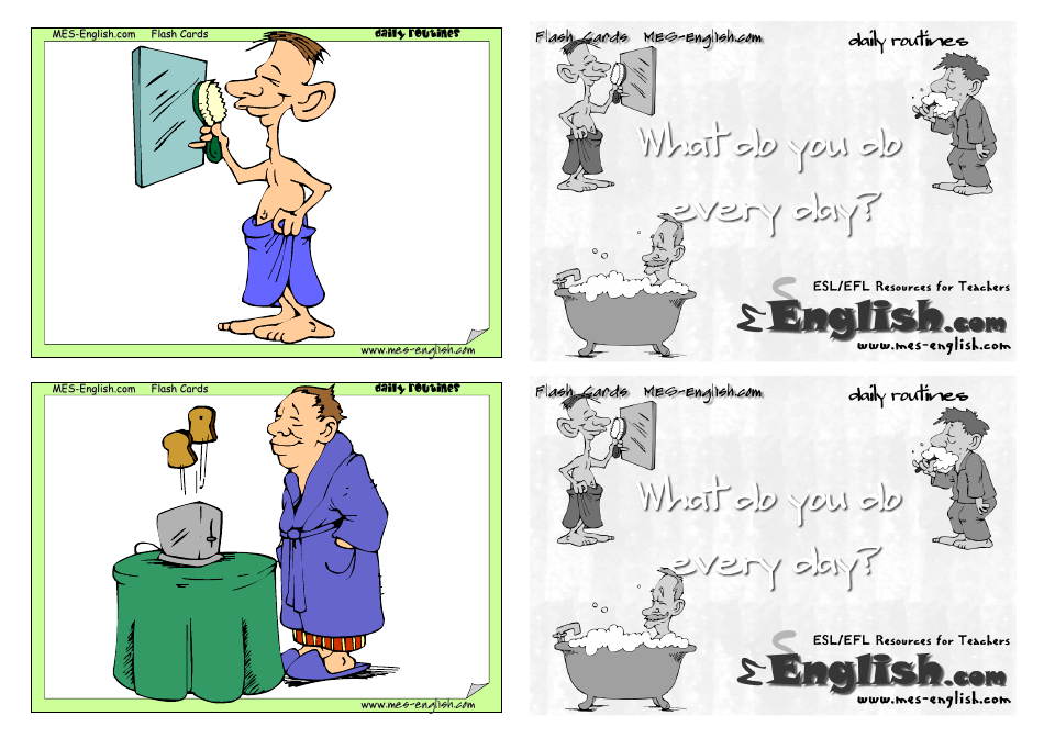 English Flashcards - Daily Routines, Page 3