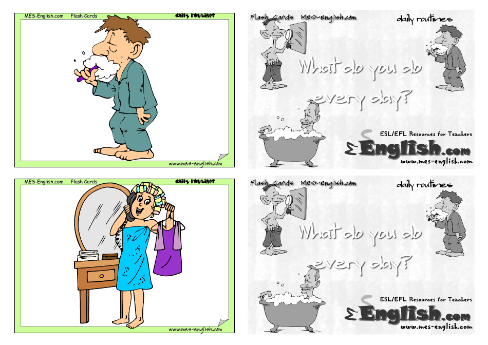 English Flashcards - Daily Routines, Page 4