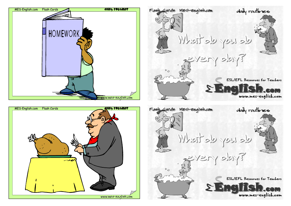 English Flashcards - Daily Routines, Page 8