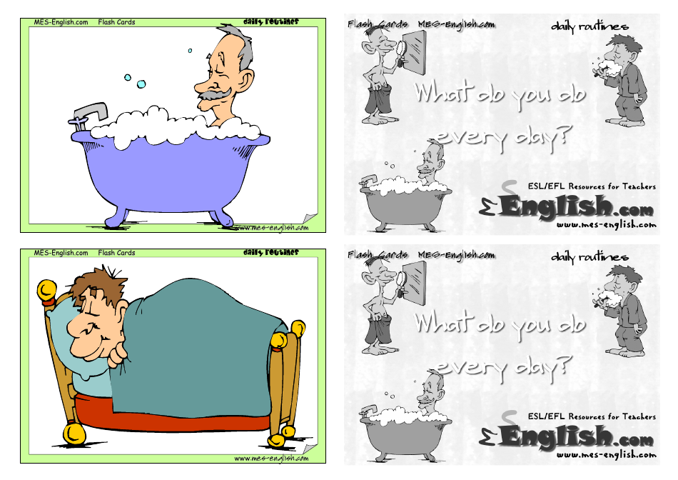 English Flashcards - Daily Routines, Page 9