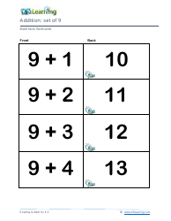 Document preview: Math Facts Flashcards - Addition - Set of 9, 10