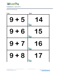 Math Facts Flashcards - Addition - Set of 9, 10, Page 2
