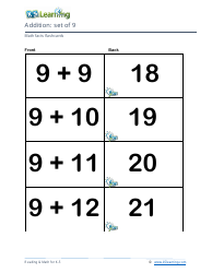 Math Facts Flashcards - Addition - Set of 9, 10, Page 3