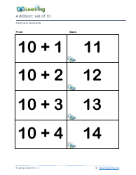 Math Facts Flashcards - Addition - Set of 9, 10, Page 4