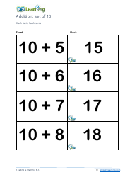 Math Facts Flashcards - Addition - Set of 9, 10, Page 5
