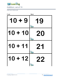 Math Facts Flashcards - Addition - Set of 9, 10, Page 6