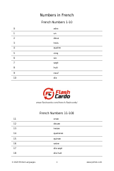 Document preview: French Flashcards - Numbers