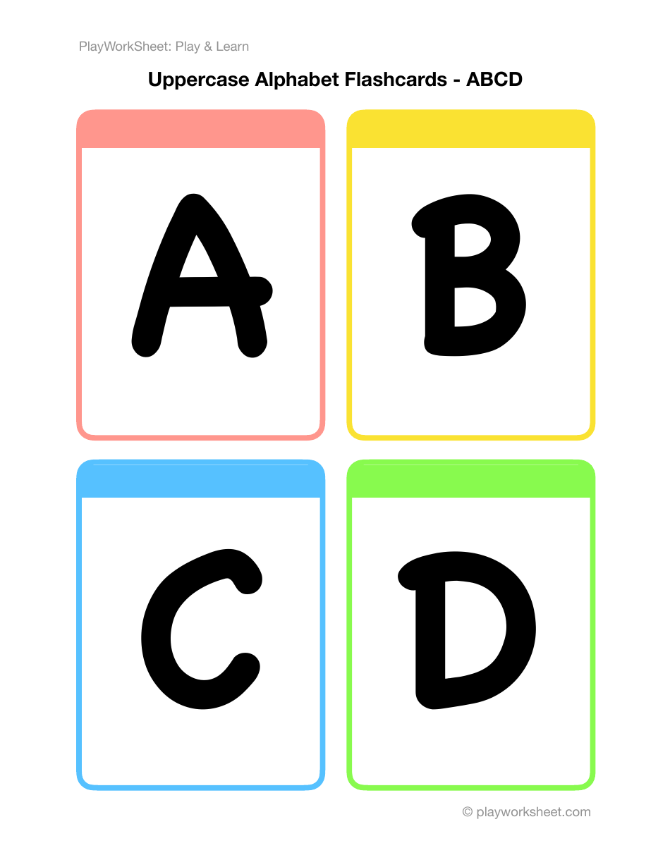 Uppercase English Alphabet Flashcards - Playworksheet: Playlearn, Page 1