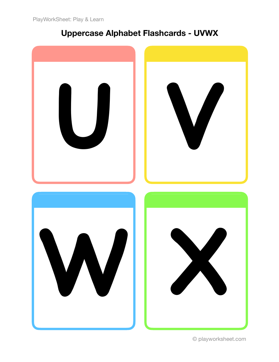 Uppercase English Alphabet Flashcards - Playworksheet: Playlearn, Page 6